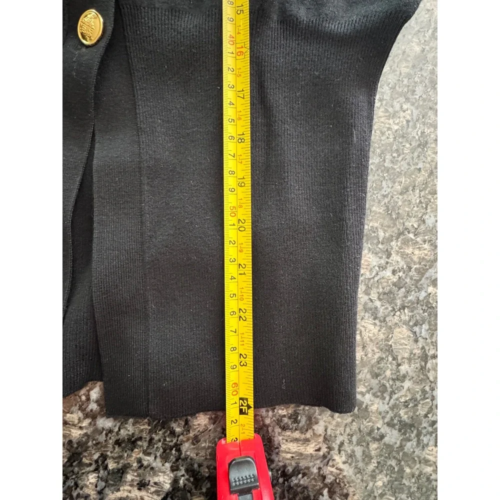 Babaton Aritzia Black tribeca Cardigan Gold Crest Buttons Cinched Waist 2XS NEW‎